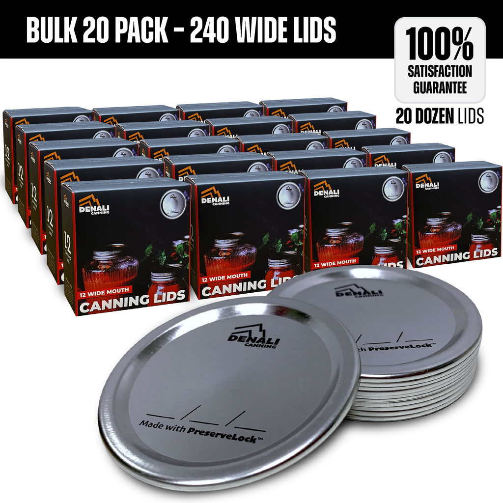 Case of 20 Denali Lids 12 Canning Lids Per Pack Wide Mouth