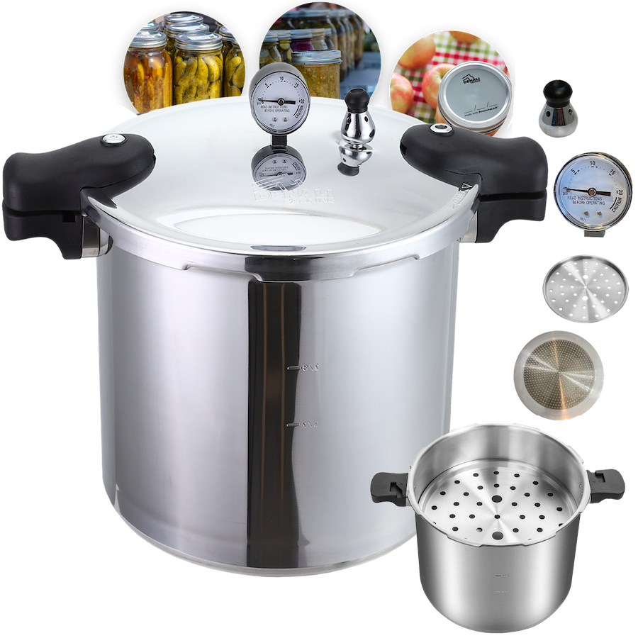 Denali Canning 23 Quart Pressure Canner & Cooker | Induction Compatible | Pressure Gauge & Pressure Regulator | Aluminum & Stainless Steel | Denali