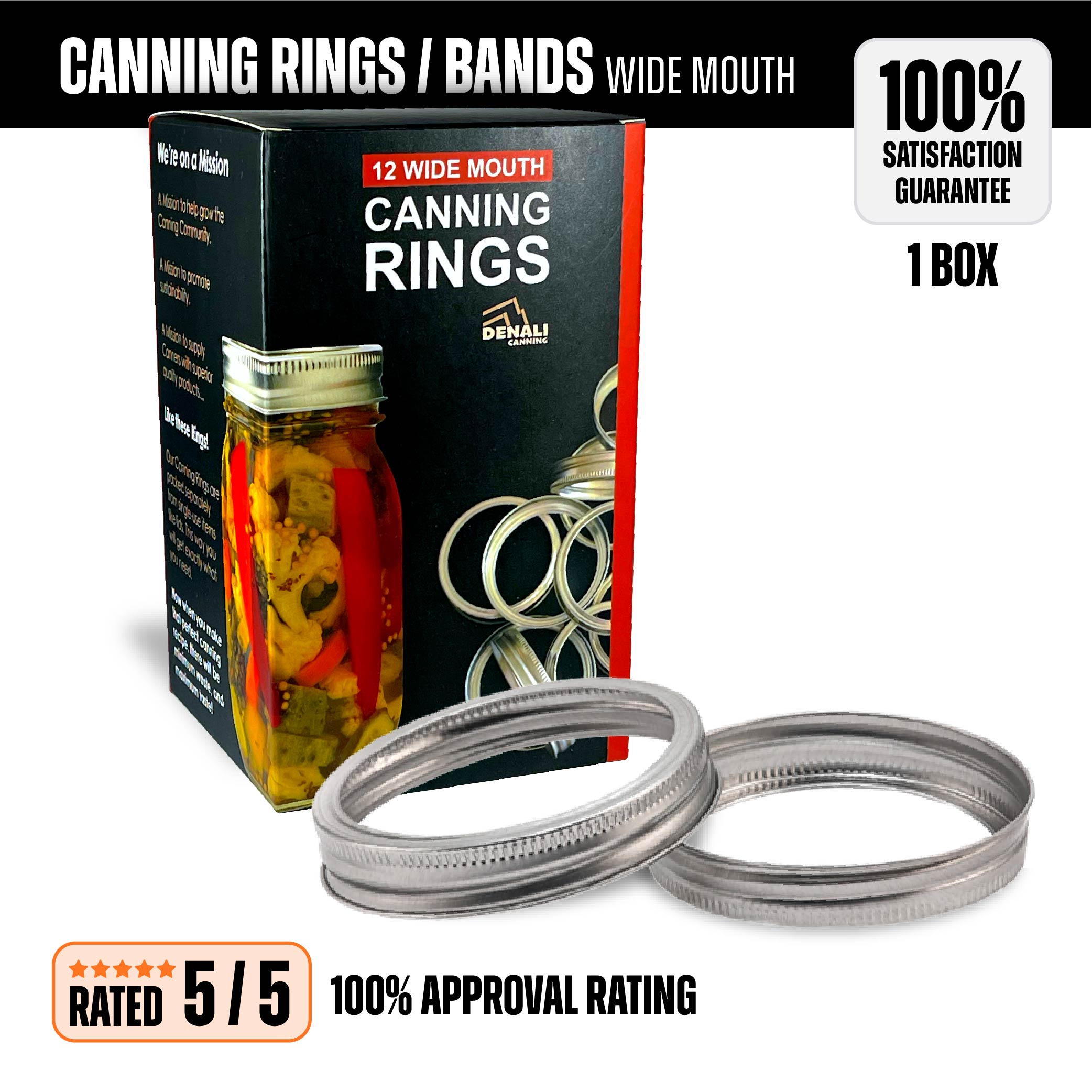 12 Pack - Denali® Rings, Wide Mouth