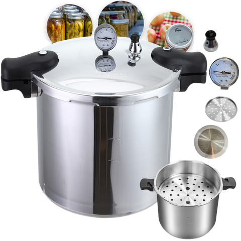 Denali Pressure Canner & Cooker | 23 Quart | Induction Compatible with Pressure Gauge