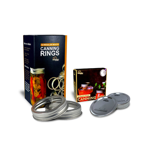 Pack of 12 each Denali Canning regular mouth rings and lids